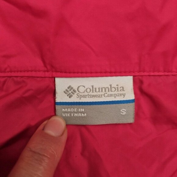 Columbia Windbreaker Jacket Women's Small Pink 100% Nylon W/Hideaway Hood - Picture 10 of 11